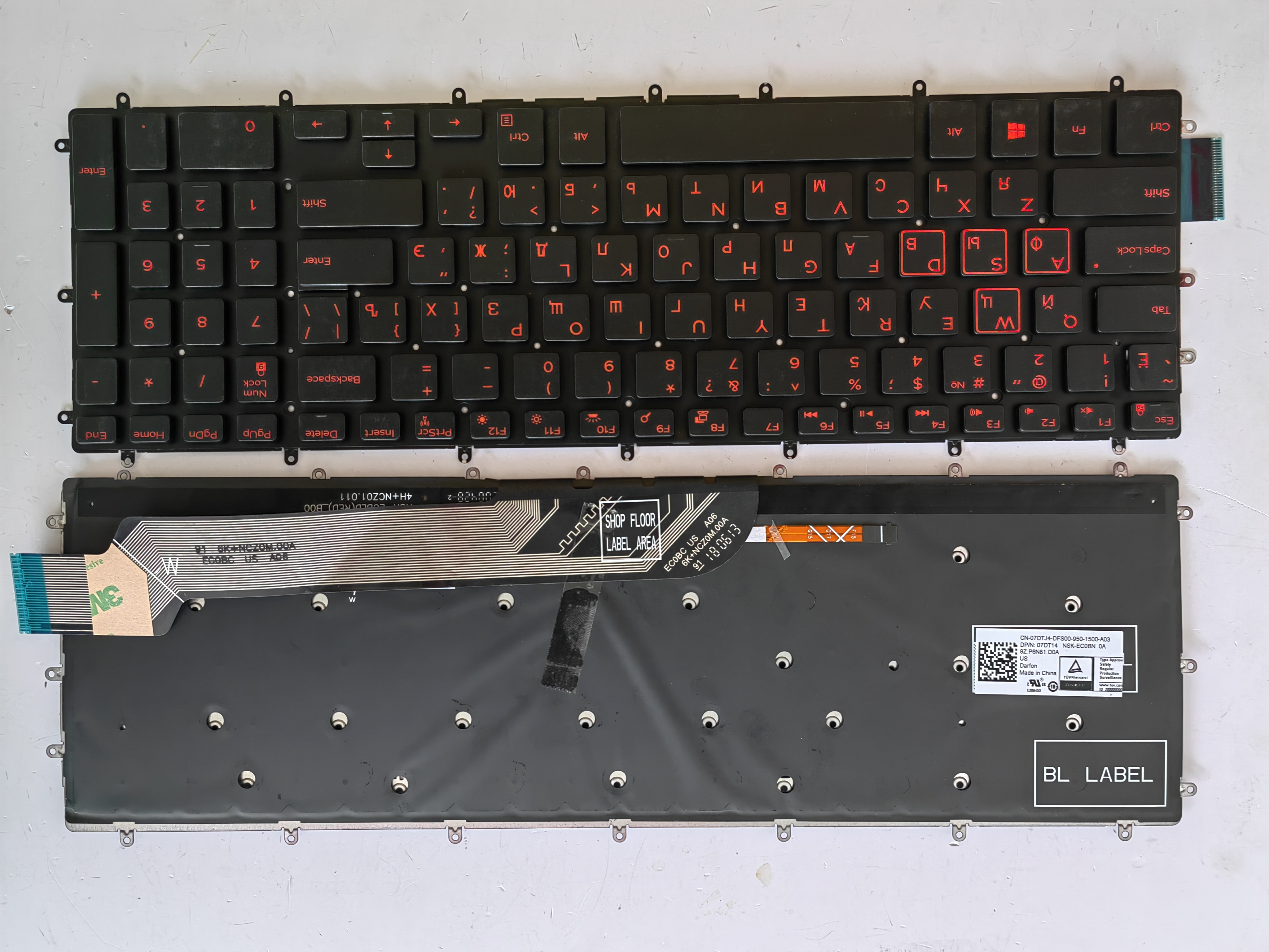 Picture of New Replacement Laptop Keyboard For DELL 7566 BLACK Backlit,Red Printing RU Layout